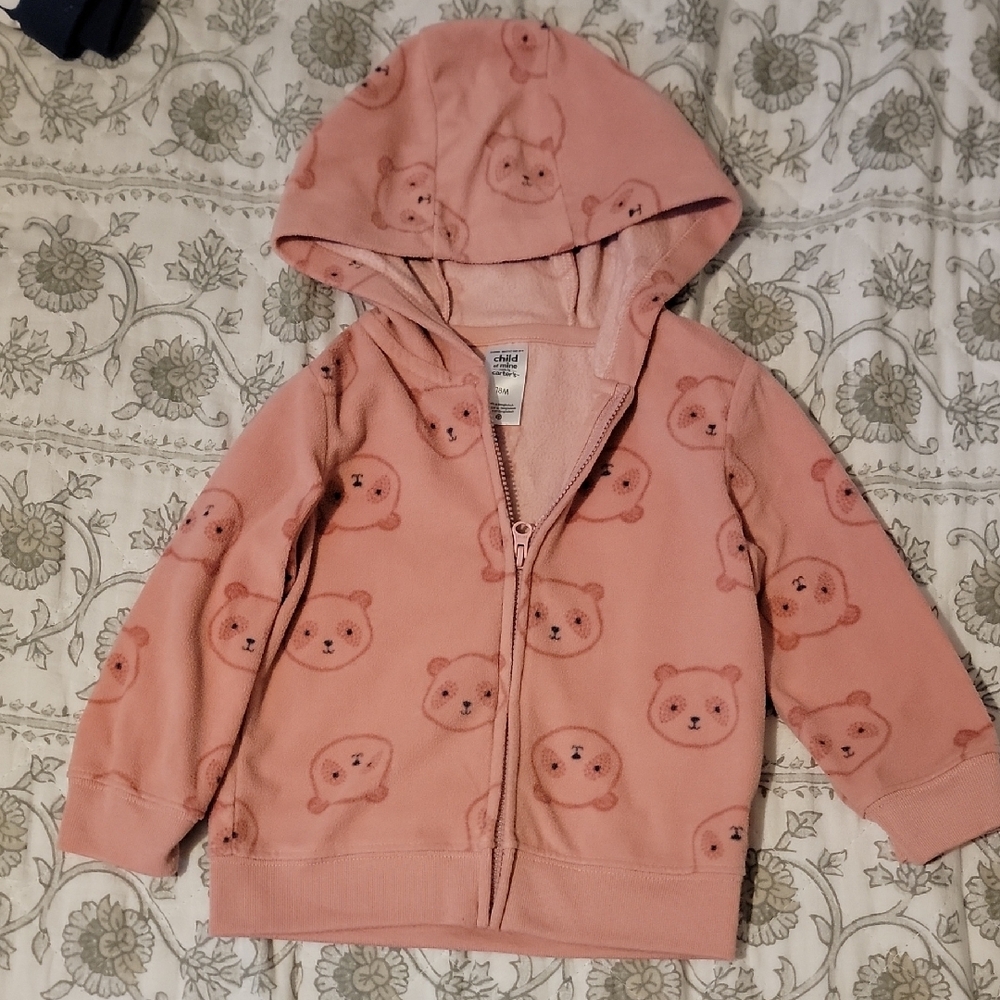 Pink Bear Print Kids Hoodie